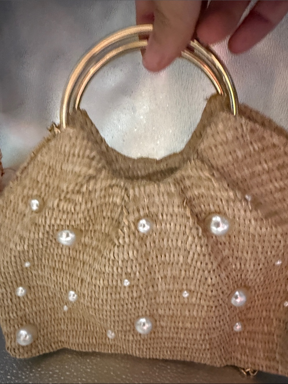 Isaac Mizrahi Pear Embellished Straw Handbag